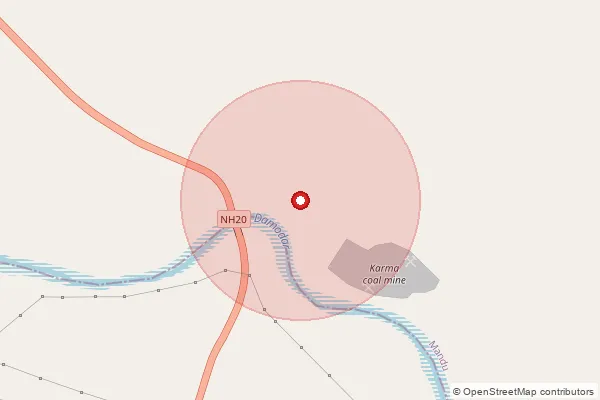 Map showing approximate area covered by Pincode 227407 — Misrauli Bo, Amethi