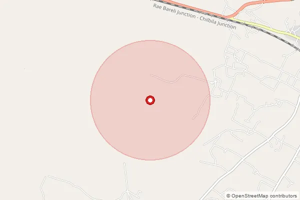 Map showing approximate area covered by Pincode 227408 — Sanaha Bo, Amethi
