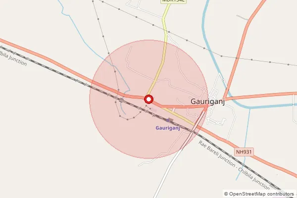 Map showing approximate area covered by Pincode 227409 — Arjunpur Bo, Amethi