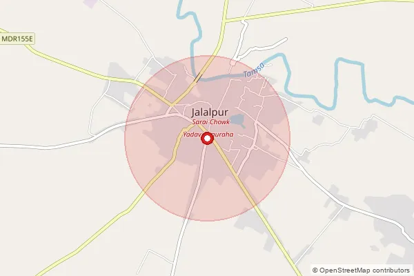 Map showing approximate area covered by Pincode 227413 — Deoraha Bo, Amethi