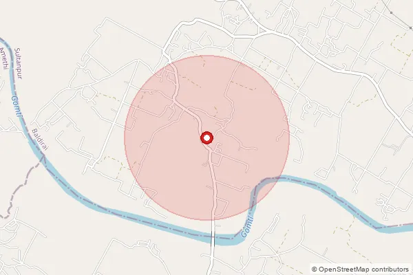 Map showing approximate area covered by Pincode 227812 — Baranpur Bo, Sultanpur