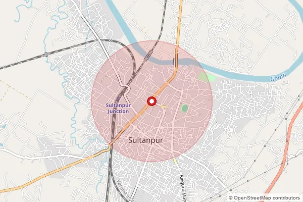 Map showing approximate area covered by Pincode 228001 — Sultanpur Avadh Ho, Sultanpur