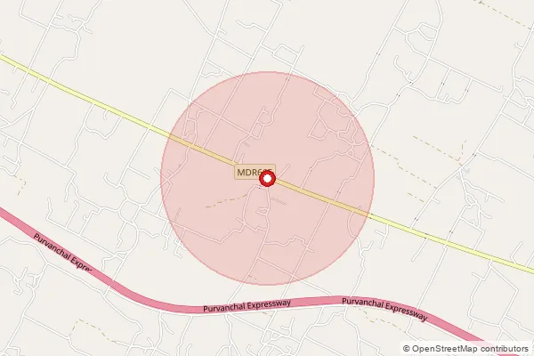 Map showing approximate area covered by Pincode 228121 — Bingi Bo, Sultanpur