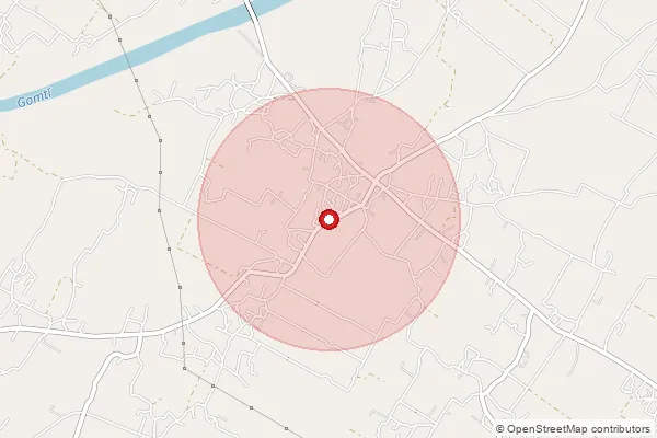 Map showing approximate area covered by Pincode 228155 — Bansi Bo, Sultanpur