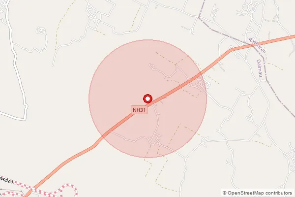 Map showing approximate area covered by Pincode 229121 — Ataura Bujurg Bo, Rae Bareli