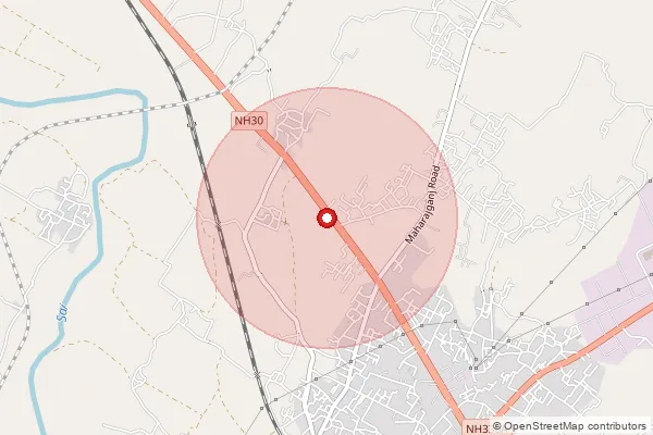 Map showing approximate area covered by Pincode 229124 — Jaudaha Bo, Rae Bareli