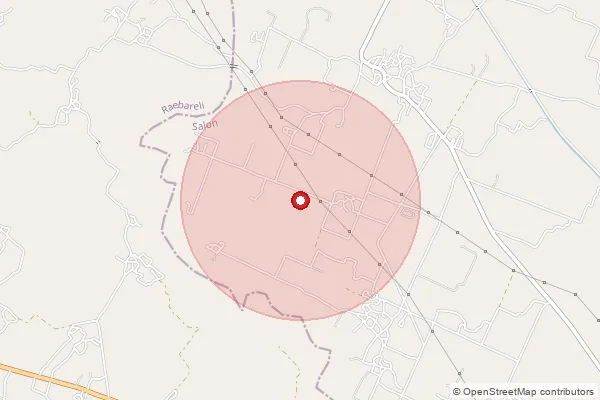 Map showing approximate area covered by Pincode 229128 — Khurehti Bo, Rae Bareli