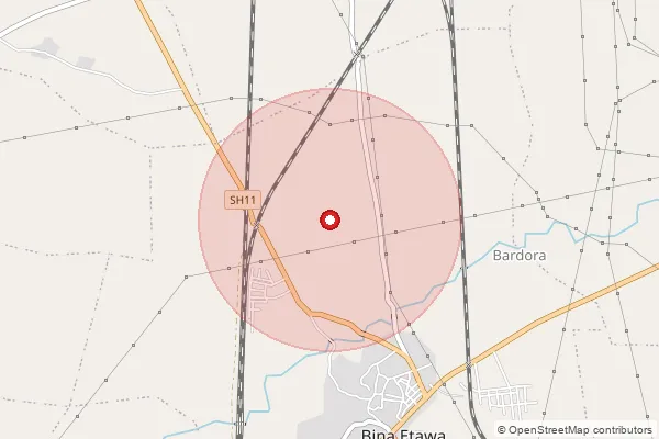 Map showing approximate area covered by Pincode 229129 — Asharasidpur Bo, Rae Bareli