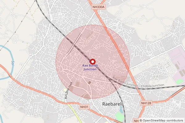 Map showing approximate area covered by Pincode 229130 — Malik Mau Chaubara So, Rae Bareli