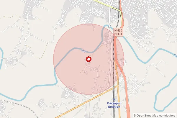 Map showing approximate area covered by Pincode 229203 — Bahai Bo, Rae Bareli