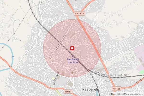 Map showing approximate area covered by Pincode 229306 — Amawan Bo, Rae Bareli