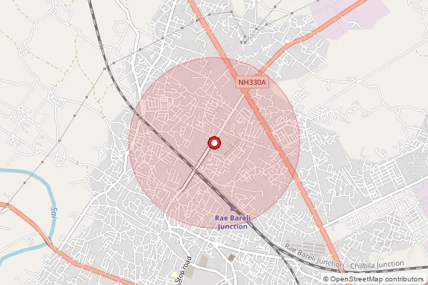 Map showing approximate area covered by Pincode 229316 — Burdhanpur Bo, Rae Bareli