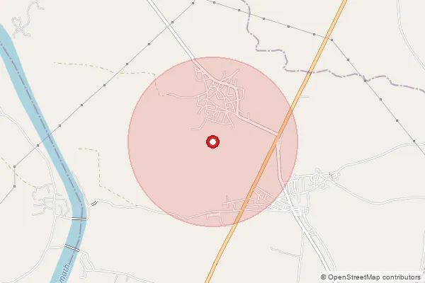 Map showing approximate area covered by Pincode 230124 — Dahi Bo, Pratapgarh