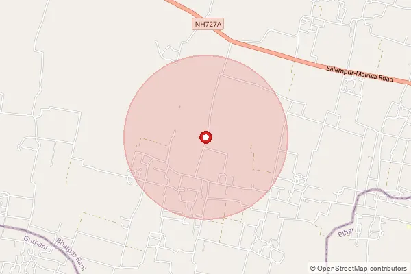 Map showing approximate area covered by Pincode 230130 — Laxmanpur So, Pratapgarh
