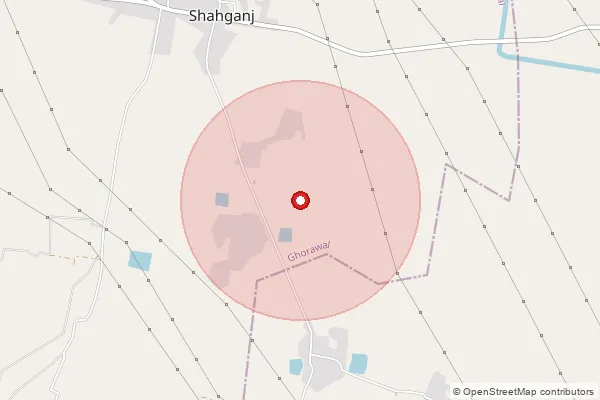 Map showing approximate area covered by Pincode 231215 — Shahganj Bo, Sonbhadra
