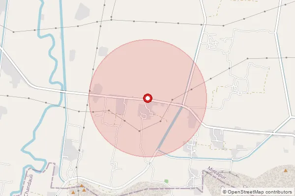 Map showing approximate area covered by Pincode 231302 — Gothaura Bo, Mirzapur