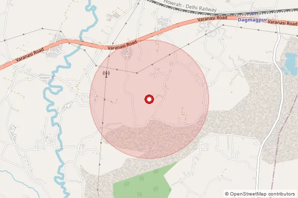 Map showing approximate area covered by Pincode 231304 — Bharehata Bo, Mirzapur