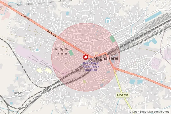 Map showing approximate area covered by Pincode 232103 — Bentairi Bo, Chandauli