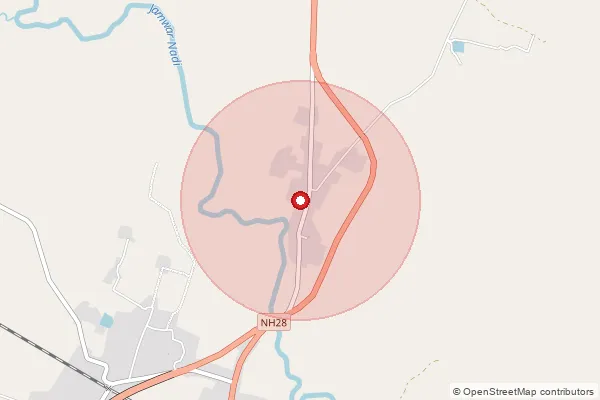 Map showing approximate area covered by Pincode 232111 — Jhumaria Bo, Chandauli