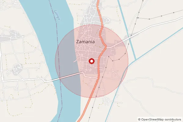 Map showing approximate area covered by Pincode 232329 — Zamania So, Ghazipur