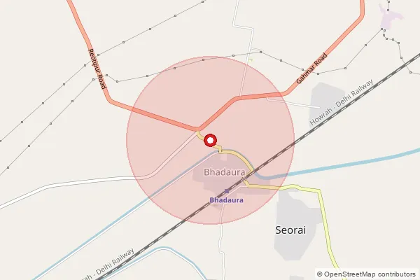 Map showing approximate area covered by Pincode 232333 — Bakasara Bo, Ghazipur