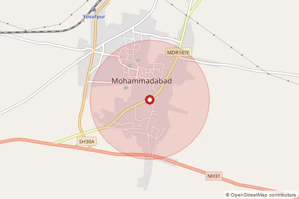 Map showing approximate area covered by Pincode 233227 — Yusufpur Bazar So, Ghazipur