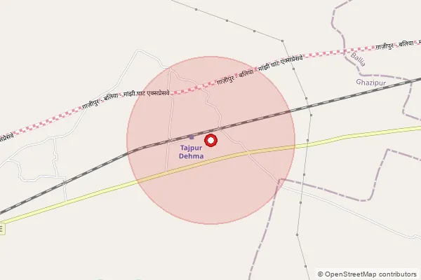 Map showing approximate area covered by Pincode 233228 — Tajpur Dehma So, Ghazipur