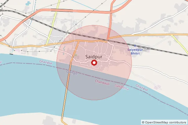 Map showing approximate area covered by Pincode 233304 — Saidpur Bazar So, Ghazipur