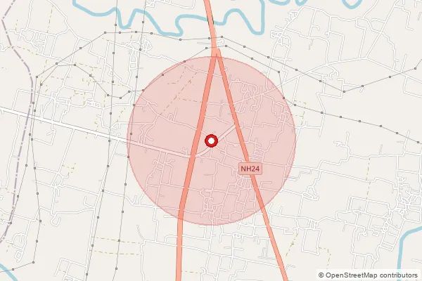 Map showing approximate area covered by Pincode 233305 — Zangipur So, Ghazipur