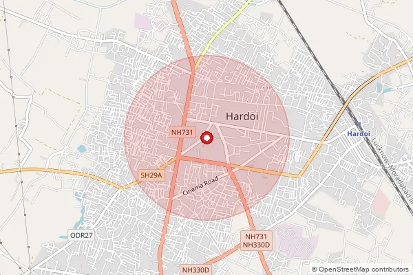 Map showing approximate area covered by Pincode 241302 — Gauntra Bo, Hardoi