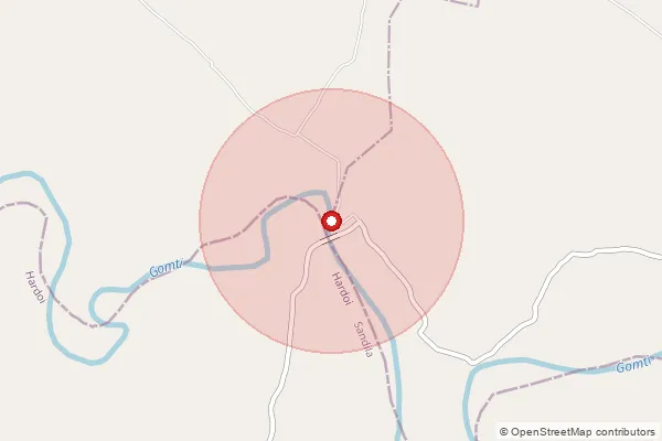 Map showing approximate area covered by Pincode 241304 — Chathia Bo, Hardoi