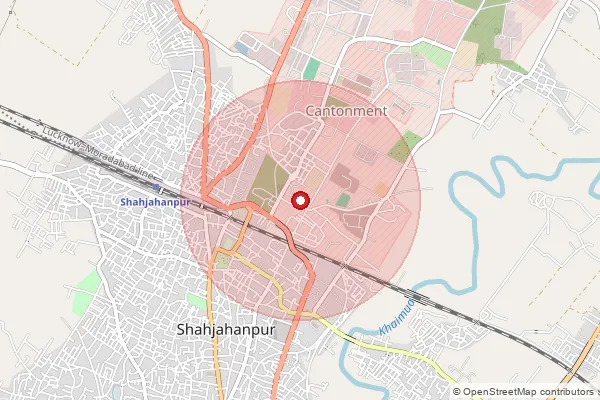 Map showing approximate area covered by Pincode 242220 — Raghunathpur Bo, Shahjahanpur