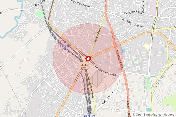 Map showing approximate area covered by Pincode 243001 — Bareilly Ho, Bareilly