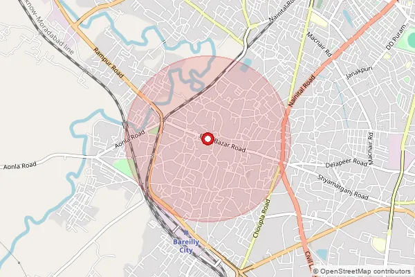 Map showing approximate area covered by Pincode 243003 — Shehdana Colony Bo, Bareilly