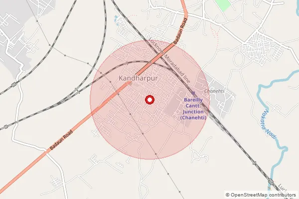 Map showing approximate area covered by Pincode 243004 — Haraulia Bo, Bareilly