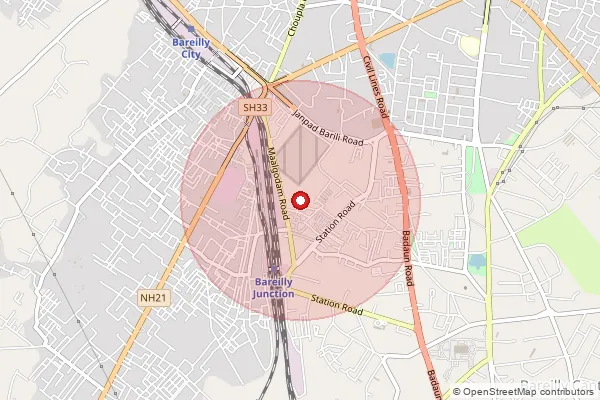 Map showing approximate area covered by Pincode 243122 — Cari So, Bareilly