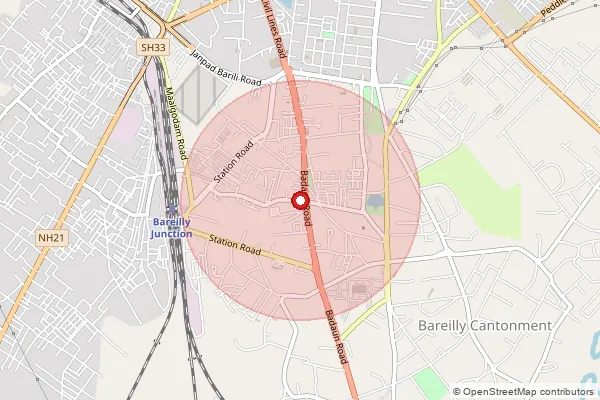 Map showing approximate area covered by Pincode 243123 — Bithri Chainpur Bo, Bareilly