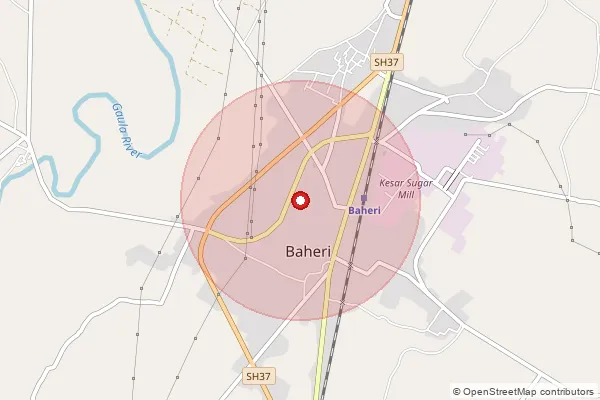 Map showing approximate area covered by Pincode 243201 — Dunda Sumali Bo, Bareilly