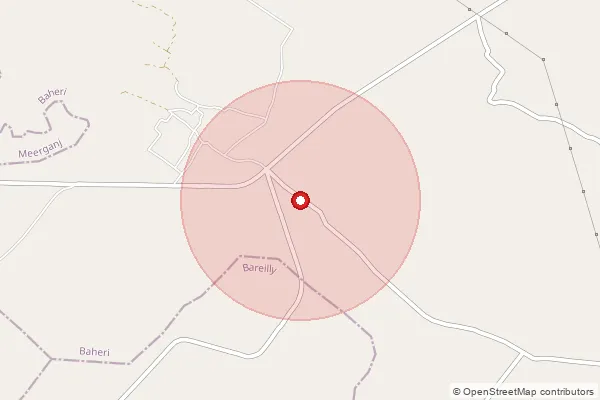 Map showing approximate area covered by Pincode 243202 — Bhairpura Bo, Bareilly