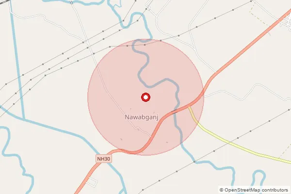 Map showing approximate area covered by Pincode 243407 — Baraur Bo, Bareilly