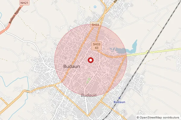 Map showing approximate area covered by Pincode 243601 — Budaun Ho, Budaun