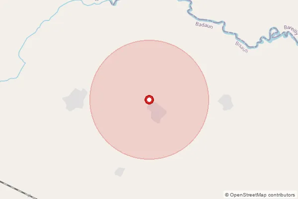 Map showing approximate area covered by Pincode 243632 — Gangoli Bo, Budaun