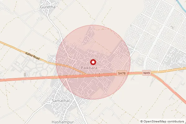 Map showing approximate area covered by Pincode 244102 — Deorhi Urf Hadipur Bo, Amroha
