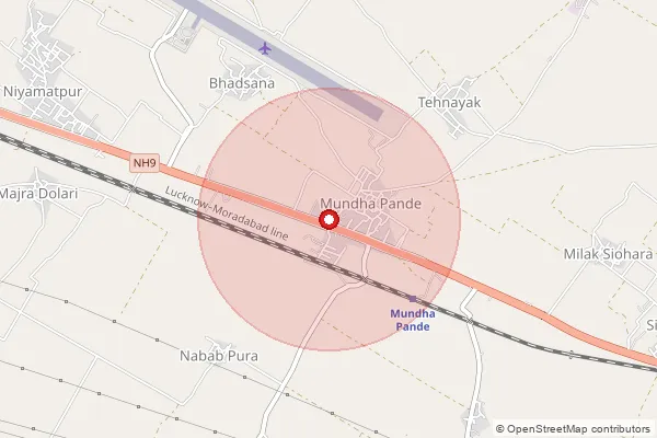 Map showing approximate area covered by Pincode 244104 — Kankar Khera Bo, Moradabad