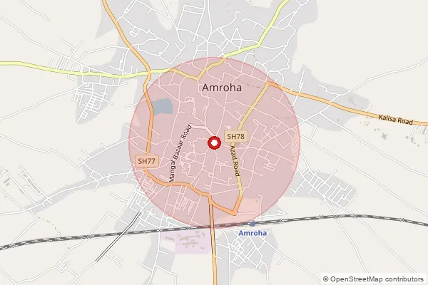 Map showing approximate area covered by Pincode 244221 — Amroha Ho, Amroha