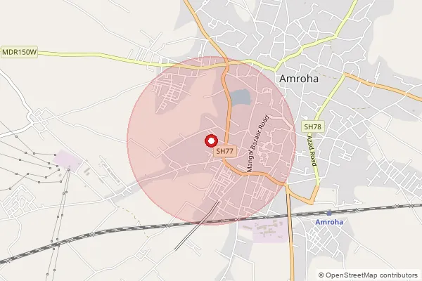 Map showing approximate area covered by Pincode 244236 — Chand Nagar Bo, Amroha