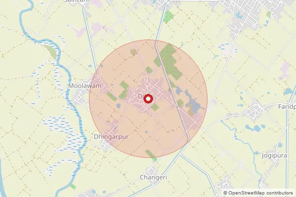 Map showing approximate area covered by Pincode 244302 — Bhawanipur Bo, Sambhal