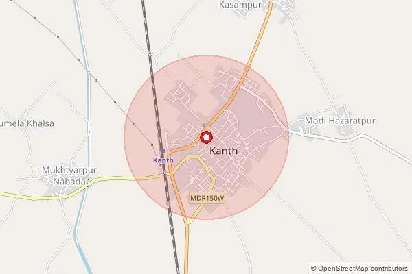 Map showing approximate area covered by Pincode 244501 — Bibra Khurd Bo, Amroha
