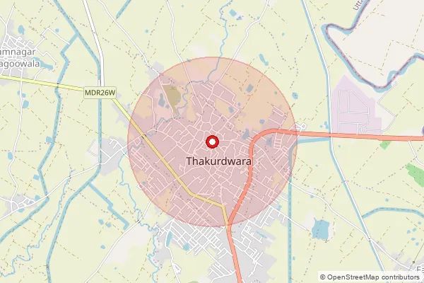 Map showing approximate area covered by Pincode 244601 — Bahadur Nagar Bo, Moradabad