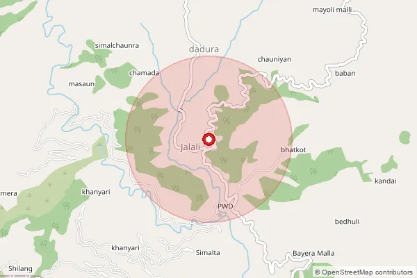 Map showing approximate area covered by Pincode 244715 — Devayal Bo, Almora